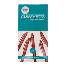 Classmates Erasable Rollerball Pen - Red - Pack of 12